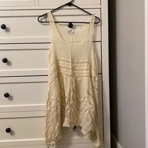Free people cream with light pink accents slip dress